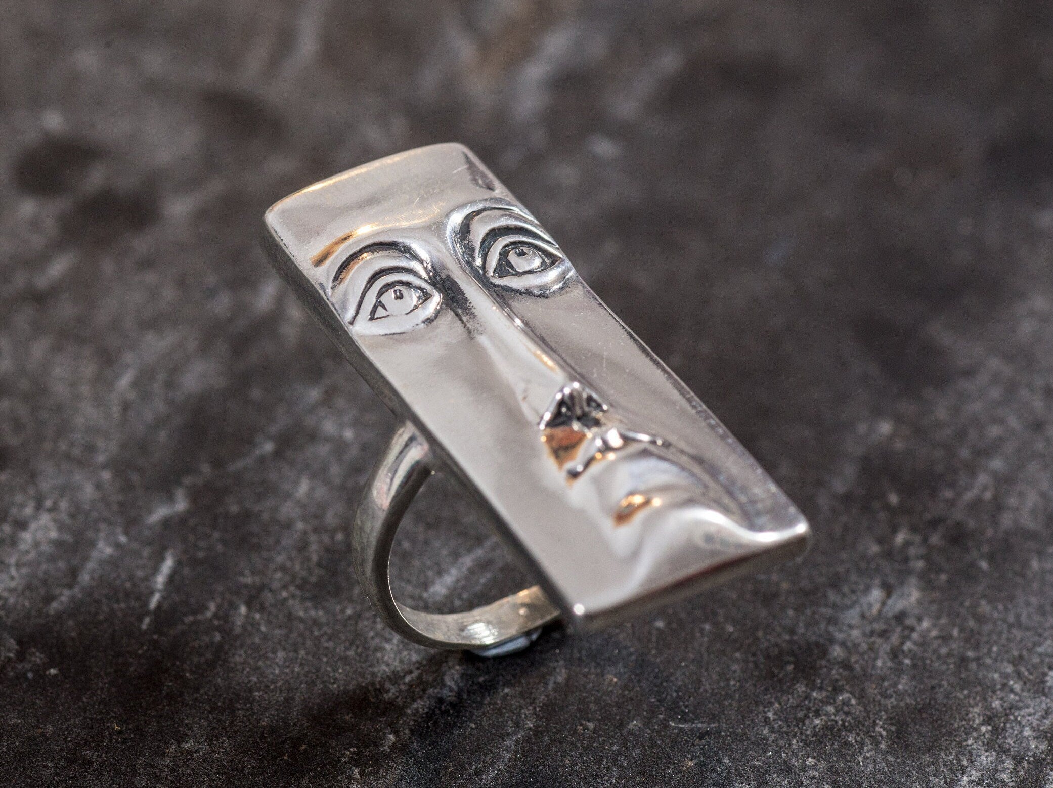 Long silver sale ring