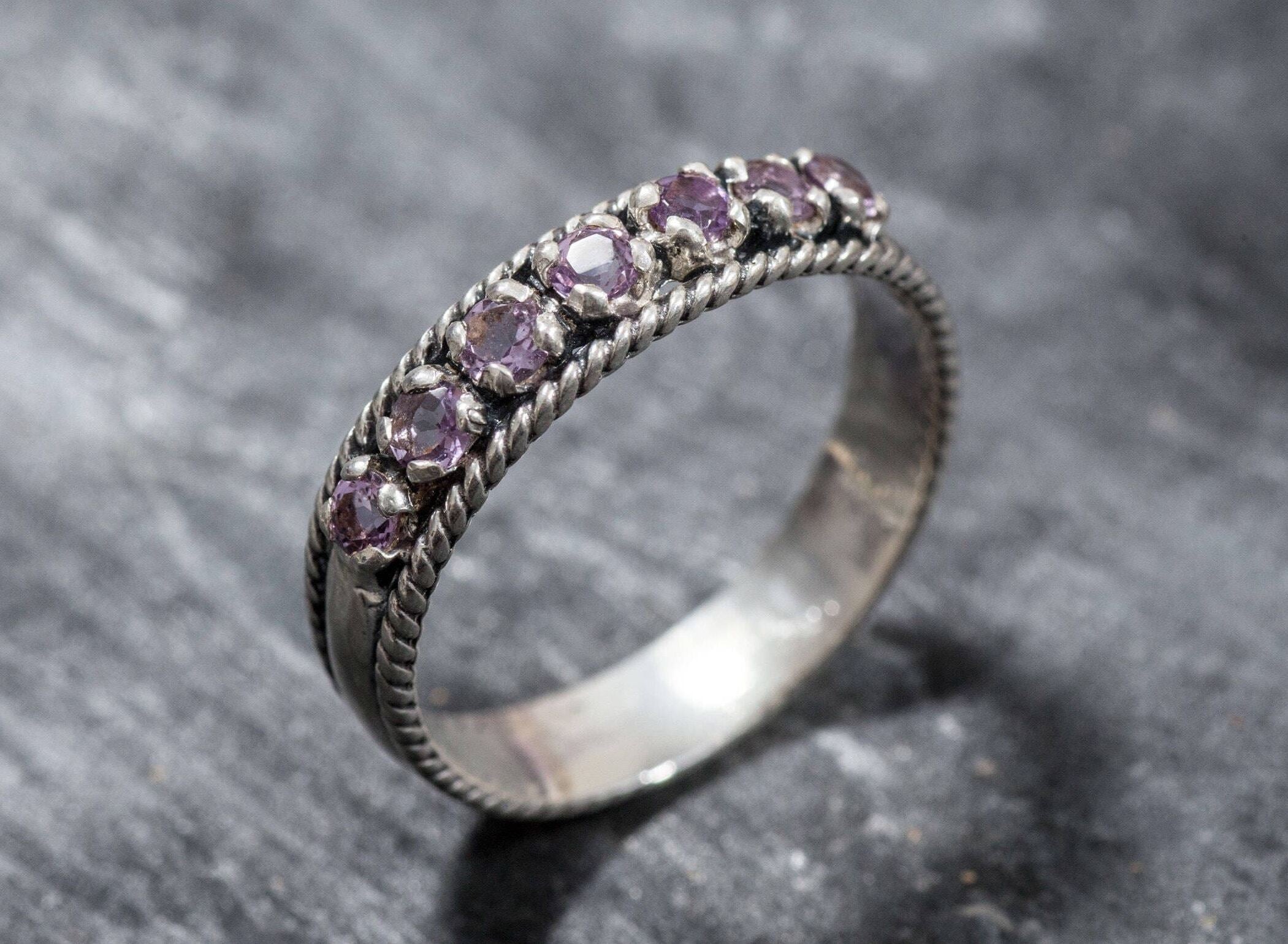 Amethyst half deals eternity ring