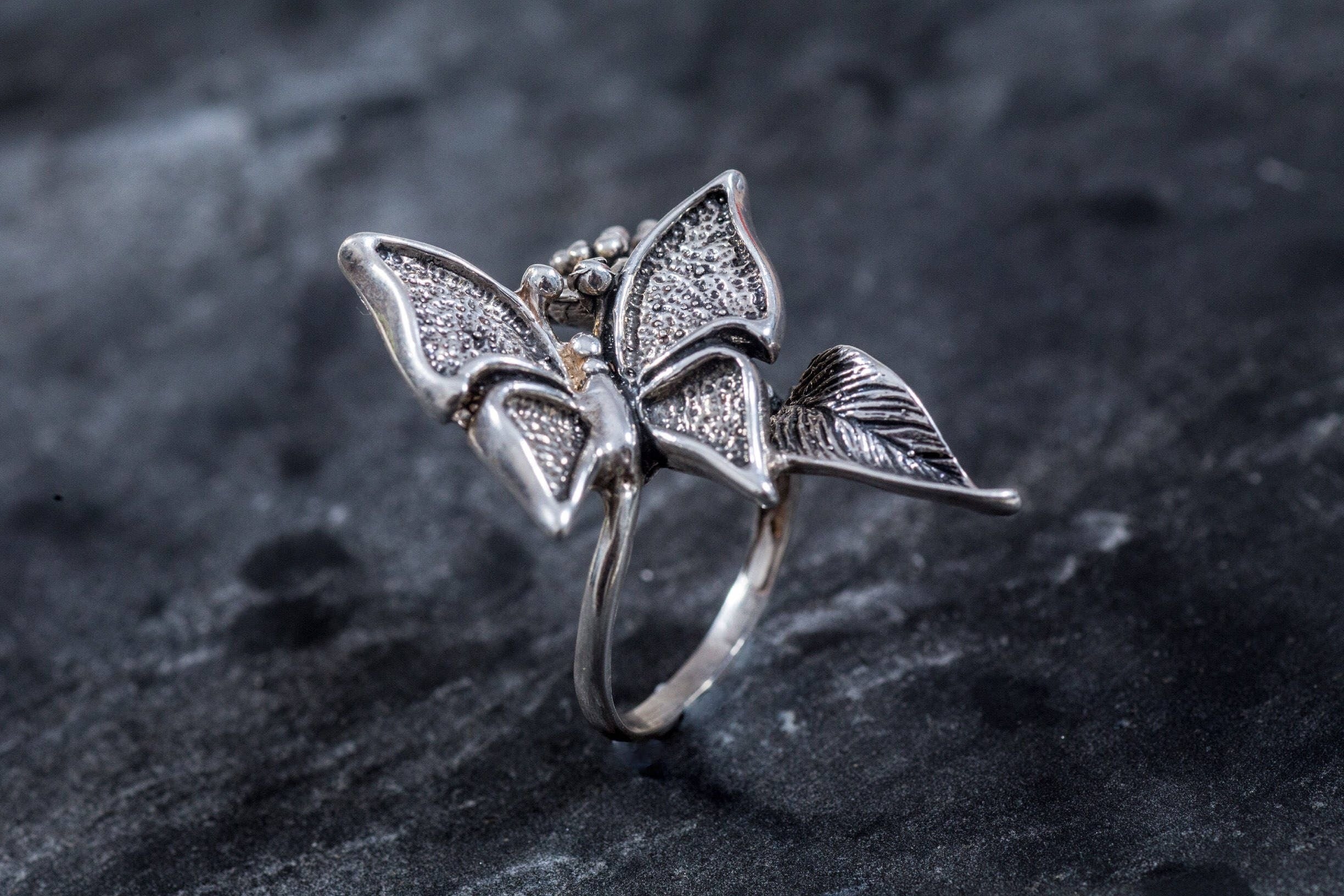 Butterfly Silver Ring - Statement Butterfly Ring - Artistic Silver Rin –  Adina Stone Jewelry