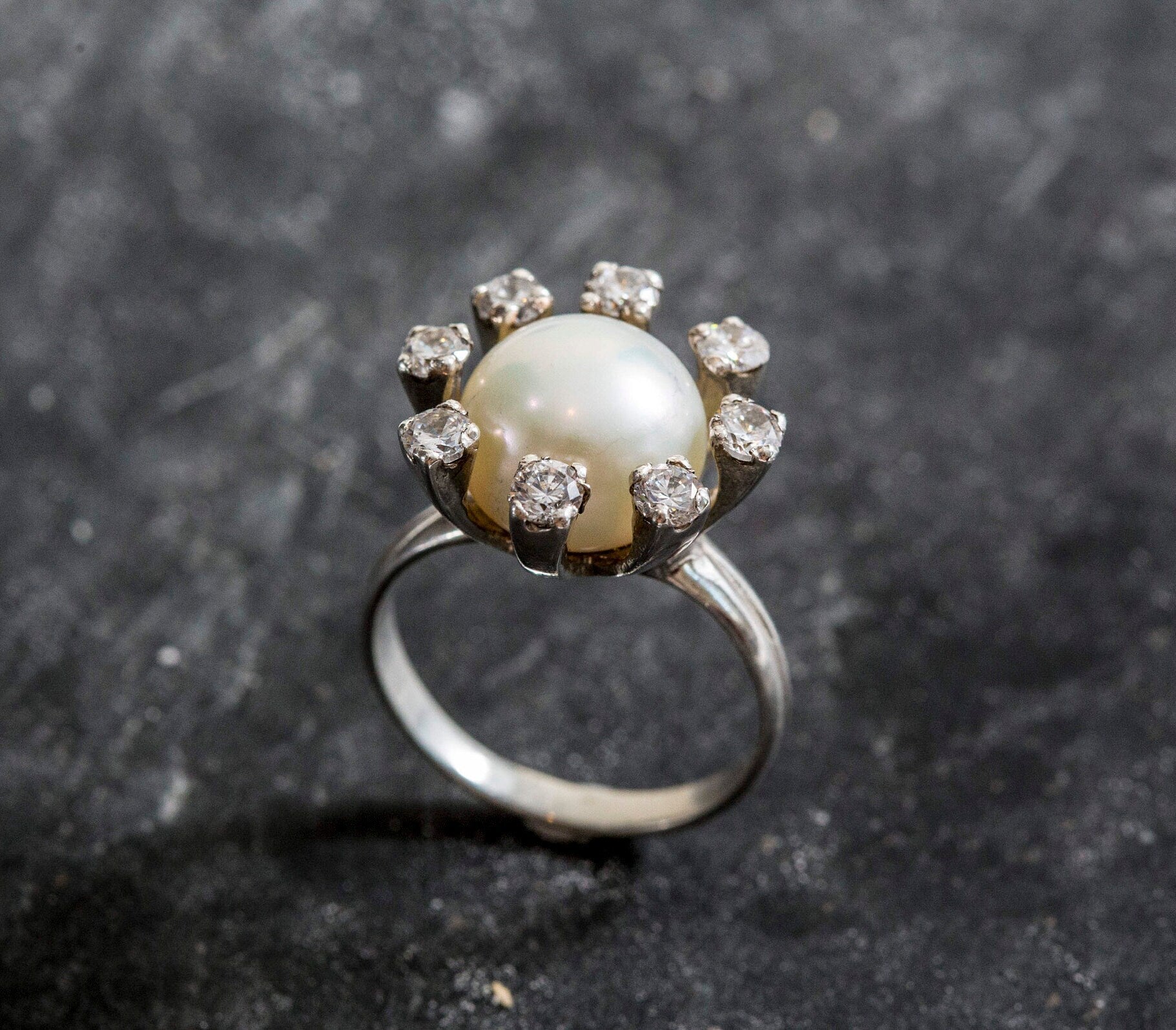 Genuine Pearl Ring - White Cocktail Ring - Vintage Bridal Ring – Adina  Stone Jewelry