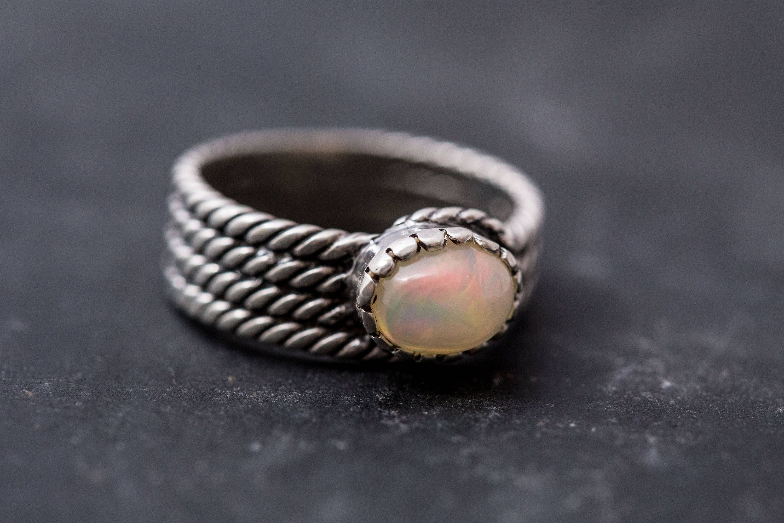 Genuine opal rings in deals sterling silver