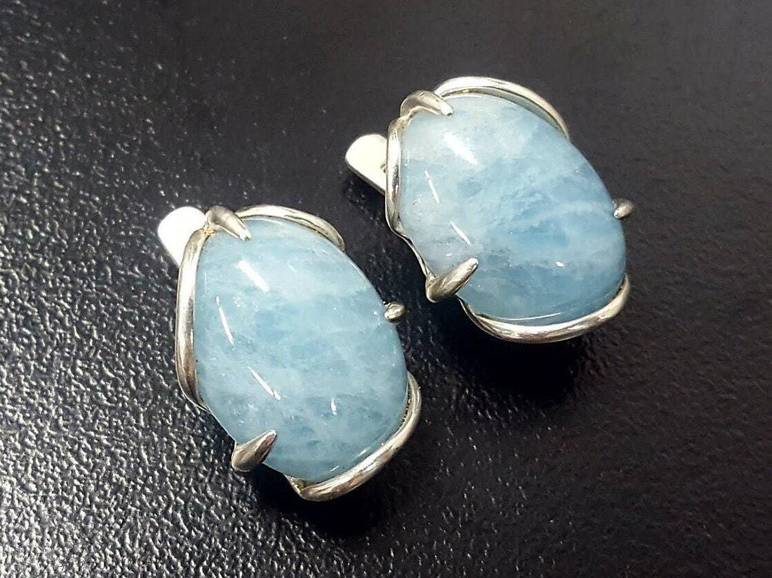 Large aquamarine store earrings