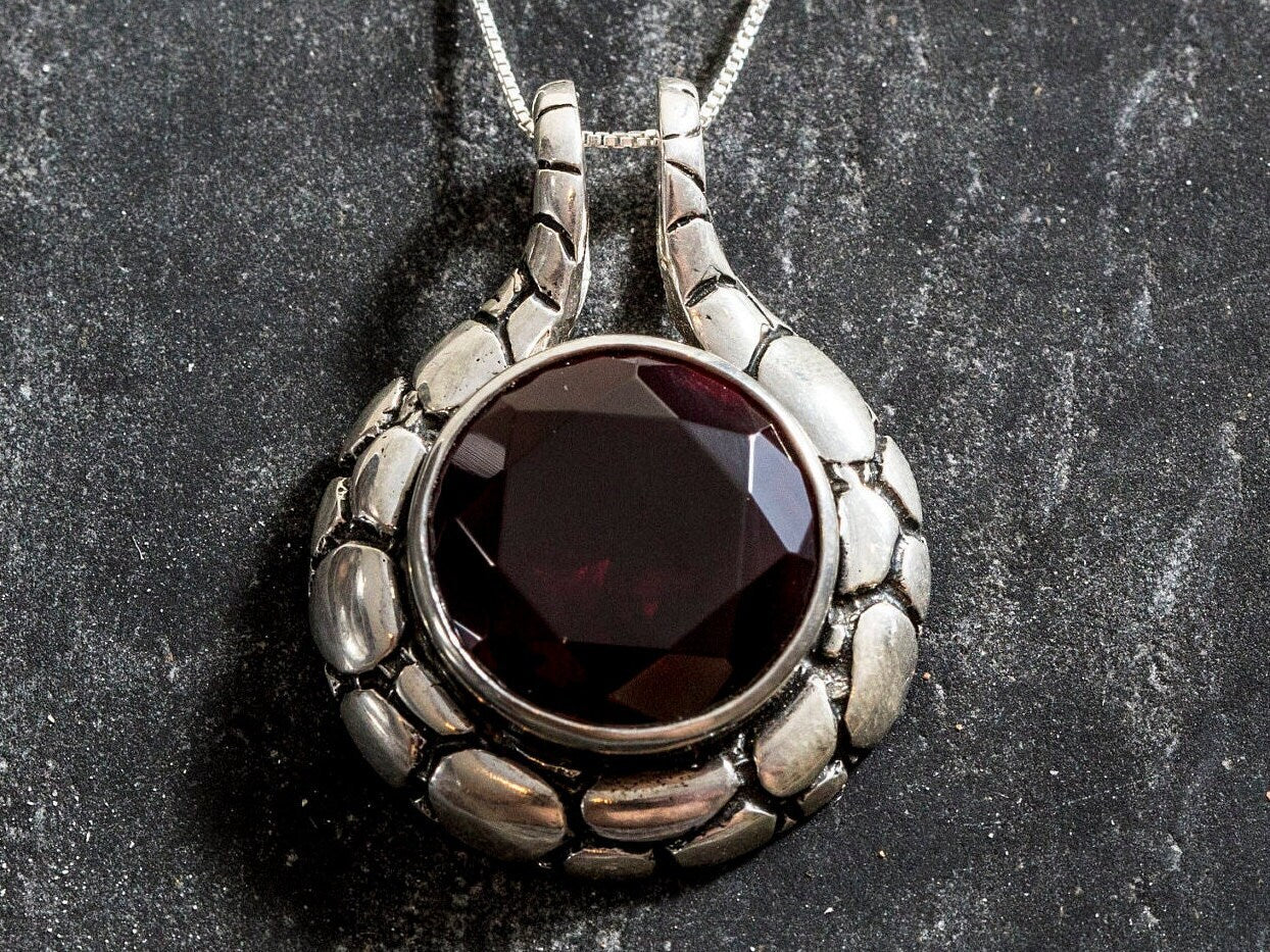 Large Ruby Necklace Vintage Ruby Pendant Boho Statement