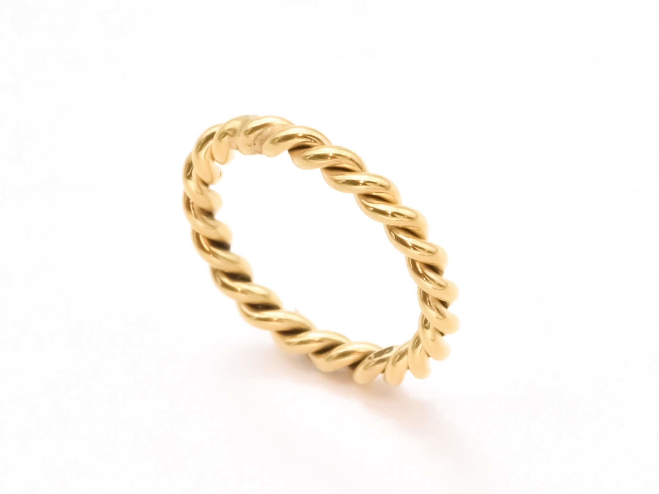 Twisted Rope Ring - Thick 18K Gold Vermeil - Size 7