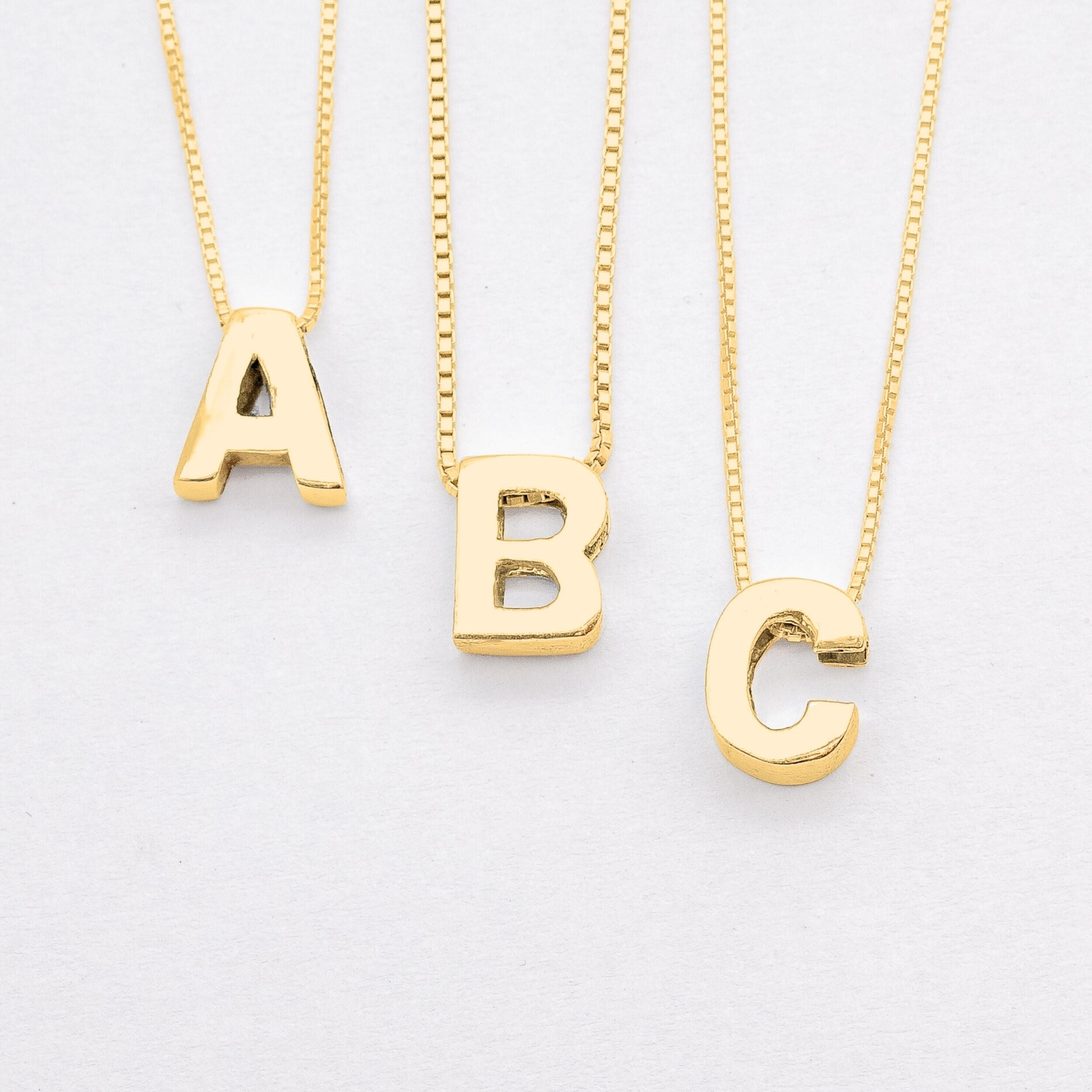 Gold Letter Pendant Initial Name Necklace Personalized