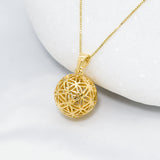 Gold Sphere Pendant - Ornamental Ball Necklace - Flower of Life Necklace made in 18k Gold Vermeil. Ideal for everyday wear and perfect for birthday gifting and special occasions.