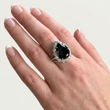 Large Onyx Ring - Princess Diana Ring - Black Teardrop Ring