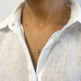 Real Diamond Cross Pendant - Solid 14k Real Gold Diamond Pendant - Dainty Cross Gold Necklace