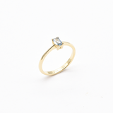 Blue Baguette Gold Ring - Solid 14k Gold Ring - Classy Real Topaz Ring