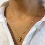 Real Diamond Cross Pendant - Solid 14k Real Gold Diamond Pendant - Dainty Cross Gold Necklace