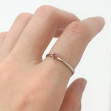 Certified Ruby Gold Ring - Real 14k White Gold Ring - Genuine Ruby Solitaire Ring