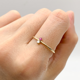 Certified Diamond Ring - Solid 14k Gold Ring - Real Ruby Ring