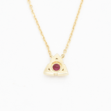 Certified Genuine Ruby Pendant - REAL 14k Gold Triangle Necklace - Dainty Ruby Gold Pendant