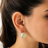 Prehnite Earrings - Statement Prehnite Earrings - Heavy Prehnite Earrings