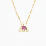 Certified Genuine Ruby Pendant - REAL 14k Gold Triangle Necklace - Dainty Ruby Gold Pendant