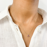 Certified Genuine Ruby Pendant - REAL 14k Gold Triangle Necklace - Dainty Ruby Gold Pendant