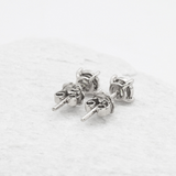 Minimalist Aquamarine Studs - Genuine Aquamarine Earrings - 18k White Gold Earrings