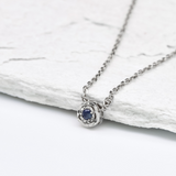 Sapphire White Gold Necklace - Certified Sapphire Necklace - Solid White Gold Necklace