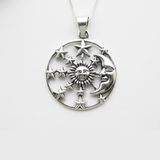 Sun and Moon Pendant - Silver Sun and Crescent Moon Necklace - Celestial Necklace