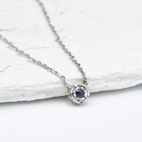 Sapphire White Gold Necklace - Certified Sapphire Necklace - Solid White Gold Necklace