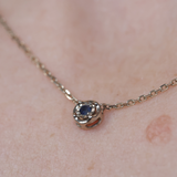 Sapphire White Gold Necklace - Certified Sapphire Necklace - Solid White Gold Necklace