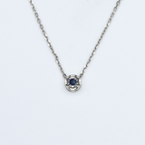 Sapphire White Gold Necklace - Certified Sapphire Necklace - Solid White Gold Necklace