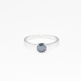 Genuine Blue Diamond Ring - Solid White Gold Ring - Solitaire Diamond Ring