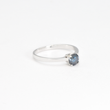 Genuine Blue Diamond Ring - Solid White Gold Ring - Solitaire Diamond Ring