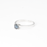 Genuine Blue Diamond Ring - Solid White Gold Ring - Solitaire Diamond Ring