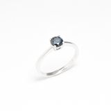 Genuine Blue Diamond Ring - Solid White Gold Ring - Solitaire Diamond Ring