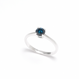 Genuine Blue Diamond Ring - Solid White Gold Ring - Solitaire Diamond Ring
