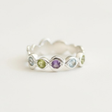 Colorful Bubble Band - Amethyst Peridot Blue Topaz Ring, Multicolor Eternity Ring