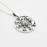 Sun and Moon Pendant - Silver Sun and Crescent Moon Necklace - Celestial Necklace