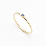 Blue Sapphire Ring - Solid 14k Yellow Gold Ring - Dainty Sapphire Ring