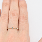 Blue Diamond Ring - Dainty Blue Diamond Ring - Real 14k White Gold Ring