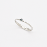 Blue Diamond Ring - Dainty Blue Diamond Ring - Real 14k White Gold Ring