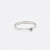 Blue Diamond Ring - Dainty Blue Diamond Ring - Real 14k White Gold Ring