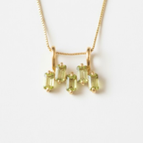 Gold Peridot Pendant - Natural Peridot Necklace, Green Baguette Pendant