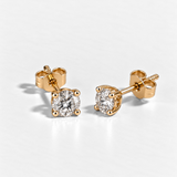 14k Real Diamond Studs - Four Prong Basket Earrings - Real 14k Yellow Gold Earrings