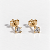 14k Real Gold Diamond Earrings - Round Brilliant Diamond Studs - Dainty Diamond Earrings