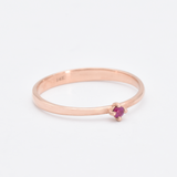 Genuine Ruby Ring - Solid Rose Gold Ring -  Dainty Rose Gold Ring