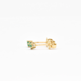 Dainty Emerald Gold Studs - Solid 14k Gold Earrings - Genuine Emerald Studs