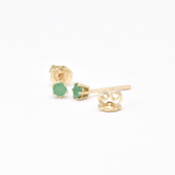 Dainty Emerald Gold Studs - Solid 14k Gold Earrings - Genuine Emerald Studs