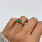 Certified Emerald Gold Ring - Genuine Emerald Ring - 1 Carat Solitaire Ring