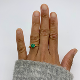 Certified Emerald Gold Ring - Genuine Emerald Ring - 1 Carat Solitaire Ring