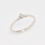 Certified Real Diamond Ring - Solid 14K White Gold Diamond Ring - Dainty Brilliant Engagement Ring