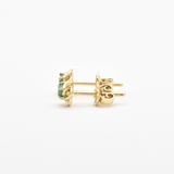 Genuine Emerald Gold Studs - Real 14k Gold Earrings - Dainty Flower Gold Earrings