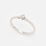 Certified Real Diamond Ring - Solid 14K White Gold Diamond Ring - Dainty Brilliant Engagement Ring