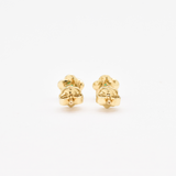 Genuine Emerald Gold Studs - Real 14k Gold Earrings - Dainty Flower Gold Earrings