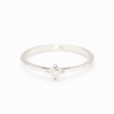 Certified Real Diamond Ring - Solid 14K White Gold Diamond Ring - Dainty Brilliant Engagement Ring